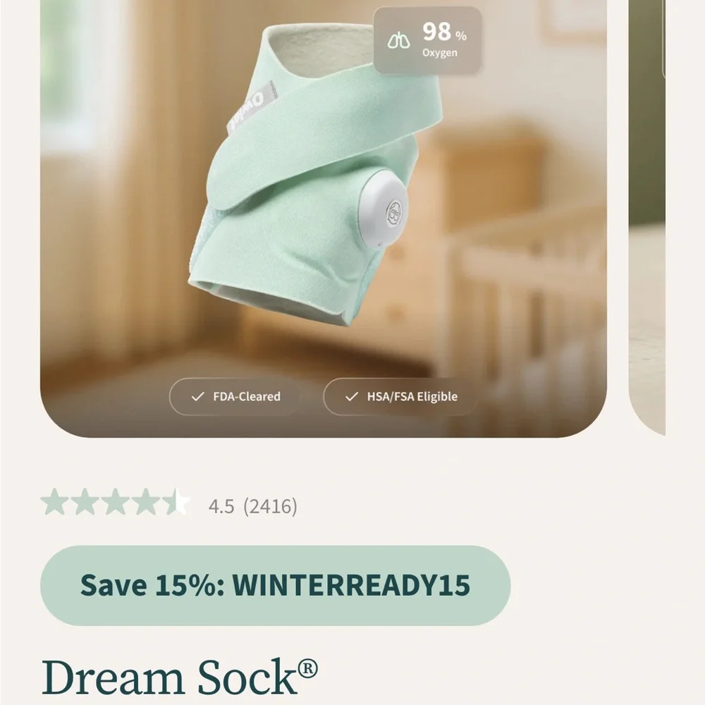 Owlet Baby Sleep Monitor Sock - Mint
